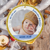 Twins Boy Girl Foto's Godmother 1st Christmas Baby Keramisch Ornament