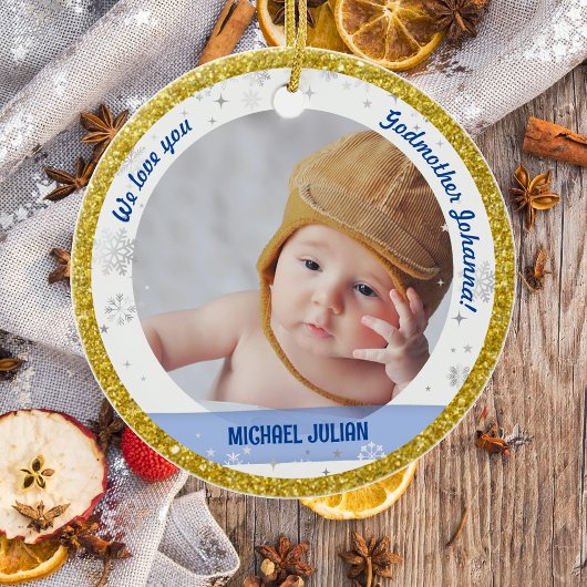 Twins Boy Girl Foto's Godmother 1st Christmas Baby Keramisch Ornament
