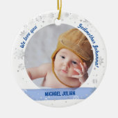 Twins Boy Girl Foto's Godmother 1st Christmas Baby Keramisch Ornament (Voorkant)