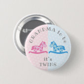 Twins Boy Girl Rocking Horse Grandma Baby shower Ronde Button 5,7 Cm (Voorkant /achterkant)