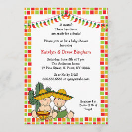 Twins boy meisje Mexican Fiesta Baby shower Uitnod Kaart