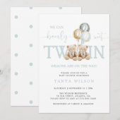 Twins Boy Teddy Bear Barly Wake Baby shower Kaart (Voorkant / Achterkant)