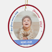 Twins Boys 2 Foto's First Merry Little Kerstmis Keramisch Ornament (Links)