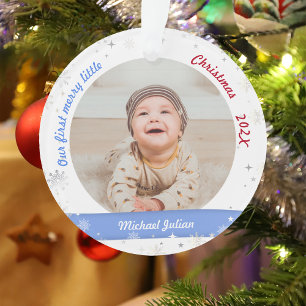 Twins Boys 2 Foto's First Merry Little Kerstmis Ornament