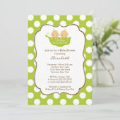 Twins Boys Baby shower Invitation Little Pea Pod Kaart (Staand voorkant)