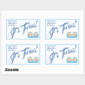 Twins Boys Baby shower Party Blauw. Rechthoekige Sticker (Vel)
