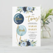 Twins Boys Baby shower uitnodiging (Staand voorkant)