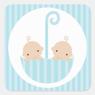 Twins Boys Baby shower Vierkante Sticker