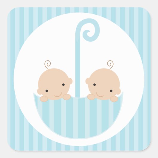 Twins Boys Baby shower Vierkante Sticker (Voorkant)