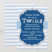 TWINS Boys Blue Chevron Baby shower Uitnodiging (Voorkant / Achterkant)