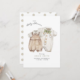 Twins Boys Cute Clothes Baby shower Kaart