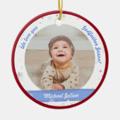 Twins Boys Foto's Godfather First Kerstman Baby Keramisch Ornament (Voorkant)