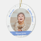 Twins Boys Foto's Godfather First Kerstman Baby Keramisch Ornament (Links)