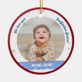 Twins Boys Foto's Godfather First Kerstman Baby Keramisch Ornament (Voorkant)
