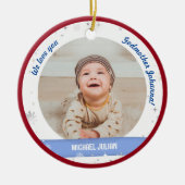 Twins Boys Foto's Godmoeder eerste kerstBaby Keramisch Ornament (Voorkant)