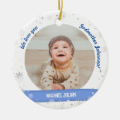 Twins Boys Foto's Godmoeder eerste kerstBaby Keramisch Ornament (Voorkant)
