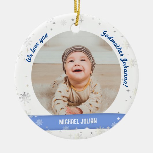 Twins Boys Foto's Godmoeder eerste kerstBaby Keramisch Ornament (Voorkant)
