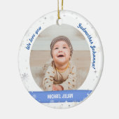 Twins Boys Foto's Godmoeder eerste kerstBaby Keramisch Ornament (Links)