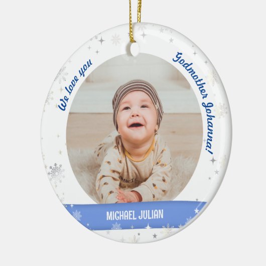 Twins Boys Foto's Godmoeder eerste kerstBaby Keramisch Ornament (Links)