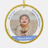 Twins Boys Foto's Godmoeder eerste kerstBaby Keramisch Ornament (Voorkant)