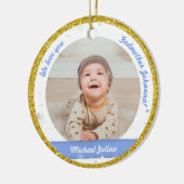 Twins Boys Foto's Godmoeder eerste kerstBaby Keramisch Ornament (Links)