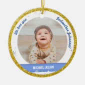 Twins Boys Foto's Godmoeder eerste kerstBaby Keramisch Ornament (Voorkant)