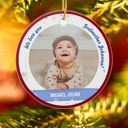Twins Boys Foto's Godmoeder eerste kerstBaby Keramisch Ornament