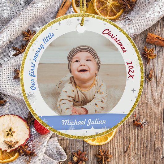 Twins Boys Foto's Ons eerste prettige kerstfeest Keramisch Ornament