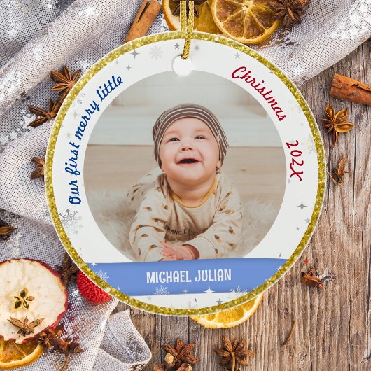 Twins Boys Foto's Ons eerste prettige kerstfeest Keramisch Ornament