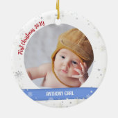 Twins Boys Foto's oom Cute First Kerstman Baby Keramisch Ornament (Achterkant)