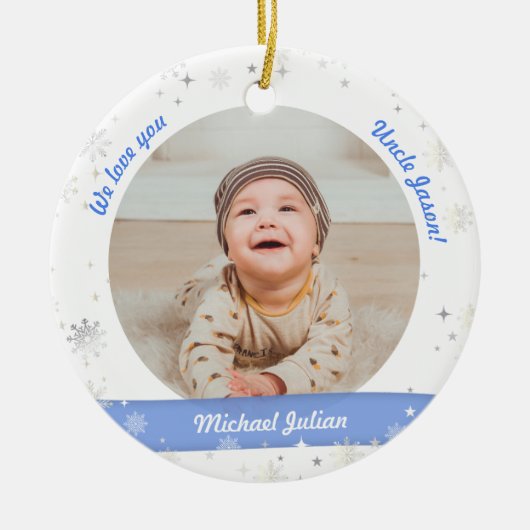 Twins Boys Foto's oom Cute First Kerstman Baby Keramisch Ornament (Voorkant)