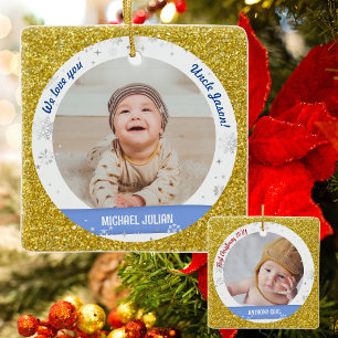 Twins Boys Foto's oom Cute First Kerstman Baby Keramisch Ornament