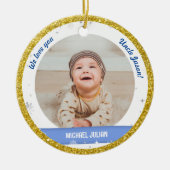 Twins Boys Foto's oom Cute First Kerstman Baby Keramisch Ornament (Voorkant)