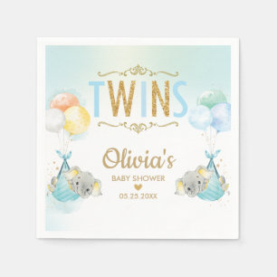 Twins Boys Olifant Balloons Baby shower Servet