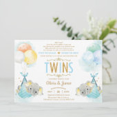 Twins Boys Olifant Virtual Baby shower per Mail Kaart (Staand voorkant)