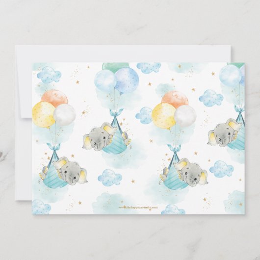 Twins Boys Olifant Virtual Baby shower per Mail Kaart (Achterkant)