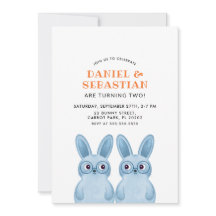 Twins Bunny Verjaardagsfeestje voor Baby Boys