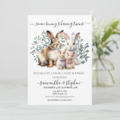 Twins Bunny Waterverf Koppels Baby shower Kaart (Staand voorkant)