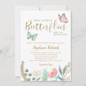 TWINS Butterfly Garden Gold Baby shower Kaart (Voorkant)