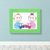 TWINS CANVAS AFDRUK (Insitu (Houten vloer))