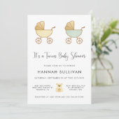 Twins Carriage Geel Groen Goud Waterverf Douche Kaart (Staand voorkant)