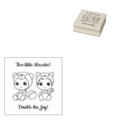 Twins Cat Beer Geslacht Neutraal Baby shower 2 Rubberstempel (Gestempeld)