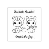 Twins Cat Beer Geslacht Neutraal Baby shower 2 Rubberstempel (Afrduk)