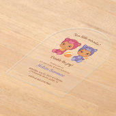 Twins Cat Beer Geslacht Neutraal Baby shower Acryl Uitnodigingen (Laagn)