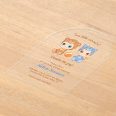 Twins Cat Beer Geslacht Neutraal Baby shower Acryl Uitnodigingen (Laagn)