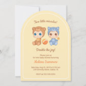 Twins Cat Beer Geslacht Neutraal Baby shower Geel Kaart (Voorkant)