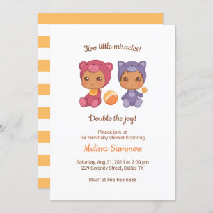Twins Cat Beer Geslacht Neutraal Baby shower Kaart