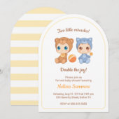 Twins Cat Beer Geslacht Neutraal Baby shower Kaart (Voorkant / Achterkant)