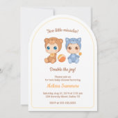 Twins Cat Beer Geslacht Neutraal Baby shower Kaart (Voorkant)