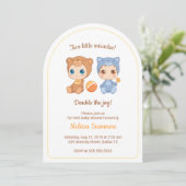Twins Cat Beer Geslacht Neutraal Baby shower Kaart (Staand voorkant)